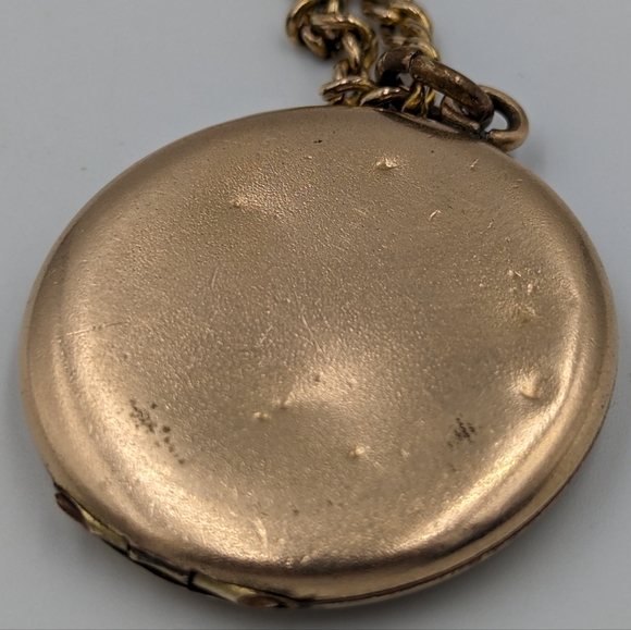 Antique/Vintage Floral Design Locket On Gold Filled Curb Chain 12K GF 24" AS IS - Picture 5 of 15